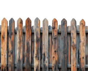 Wooden fence panels urban isolated on transparent background, png