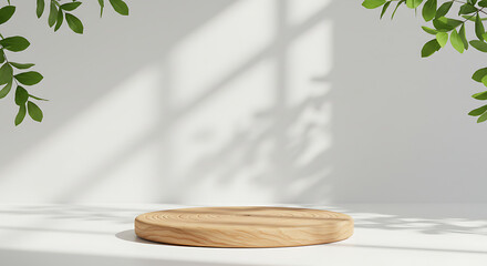 Elevate Your Brand with a Minimalist Wooden Podium: A Natural and Elegant Microstock Image