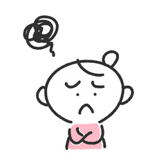 腕組みをしてモヤモヤ悩む女性・不満・困る