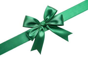 green ribbon bow used for birthday, chrismas and different festival on transparent background 