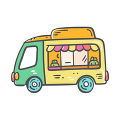food truck icon, food truck vector illustration-simple illustration of food truck, perfect for food truck logos and icons
