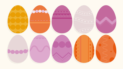 Easter Eggs Vector Isolated Set Flat Colorful  