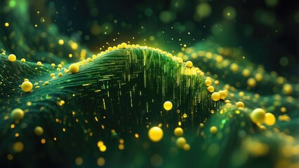Abstract digital background featuring a cascade of green binary code