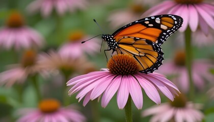 Obraz premium monarch butterfly on pink flower