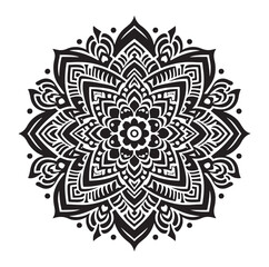 Mandala design vector style silhouette with white background.