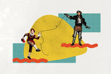 Composite sketch image design trend artwork collage of aristocratic knight hero vintage warrior...