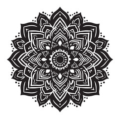 Mandala design vector style silhouette with white background.