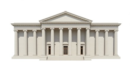 Obraz premium Grandeur architecture public building library facade with classical columns and clear background