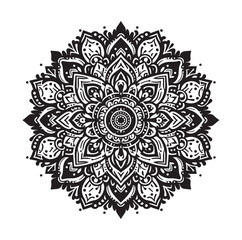 Mandala design vector style silhouette with white background.