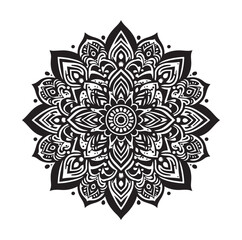Mandala design vector style silhouette with white background.