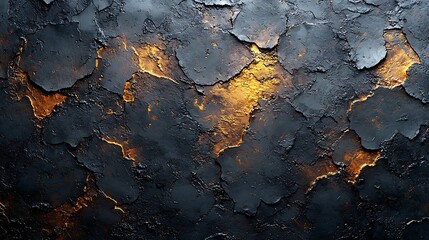 Rich golden cracks on black background high resolution wallpaper