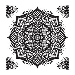 Mandala design vector style silhouette with white background.