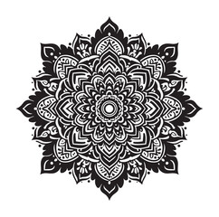Mandala design vector style silhouette with white background.
