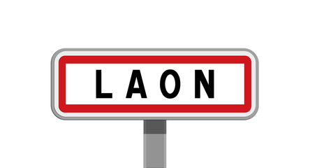 Panneau sur poteau de Laon, Aisne, Hauts-de-France