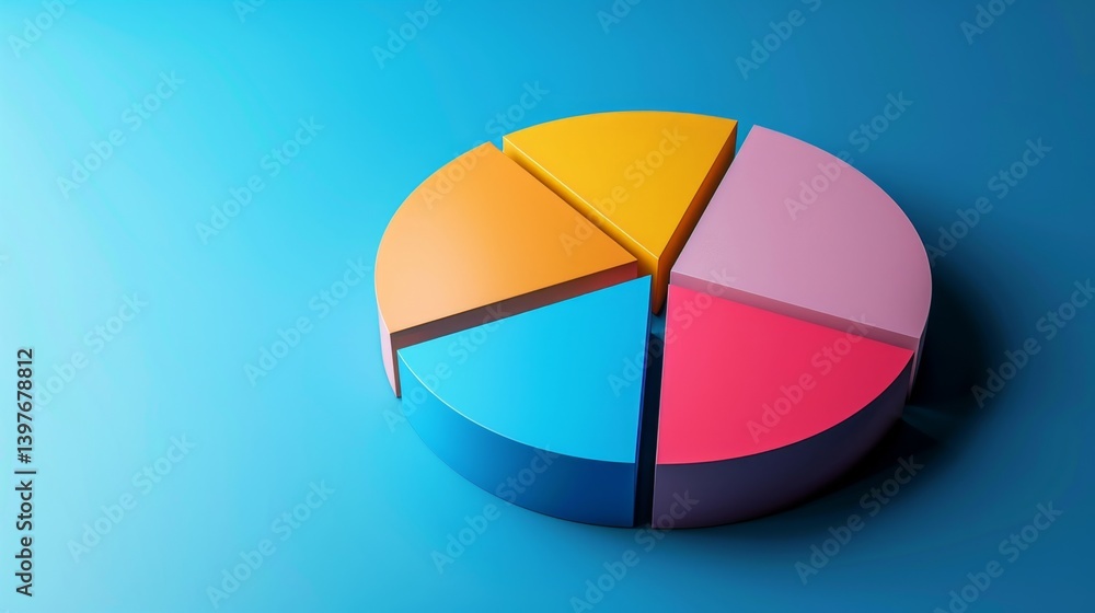 Aufkleber balanced d pie chart layout for business data with separation lines