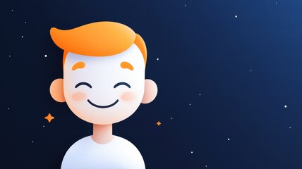 smiling depression smiling face silence concept. Smiling cartoon character with a colorful background and stars.