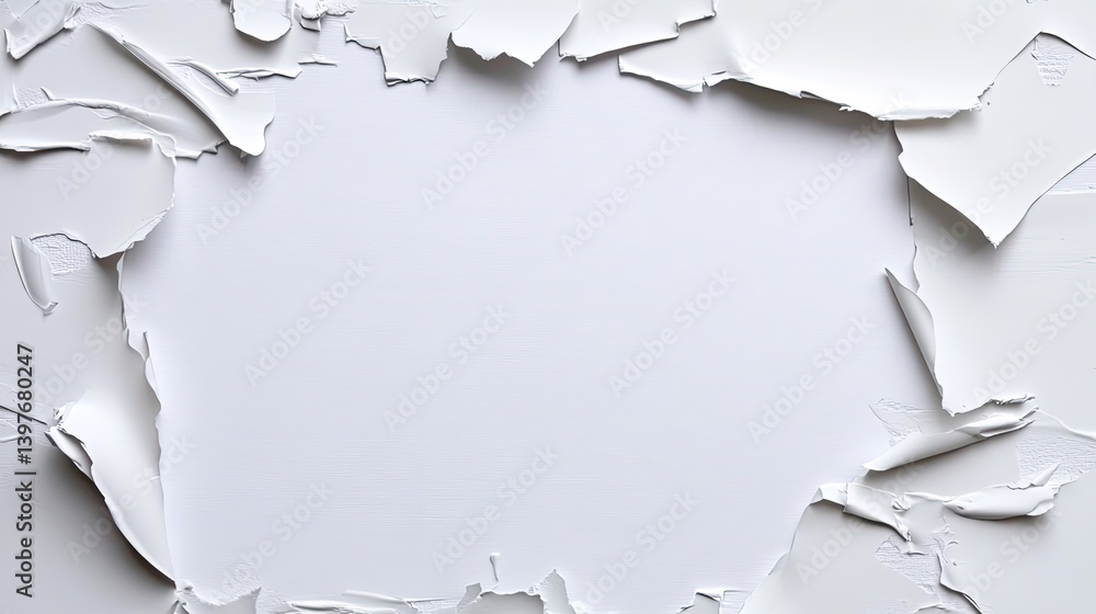 Poster creative artistic background design with torn white paper studio setting abstract composition