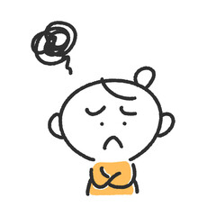 腕組みをしてモヤモヤ悩む女性・不満・困る