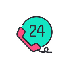 Contact support colored icons, minimalist vector illustration ,simple transparent graphic element .Isolated on white background