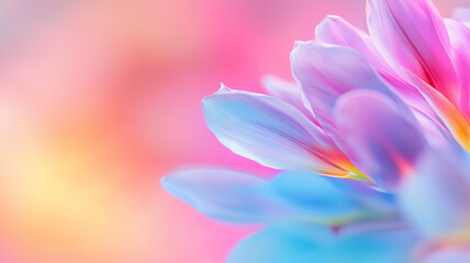 Fototapeta premium close up of delicate pastel petals showcasing soft pink, blue, and purple hues, creating dreamy floral background