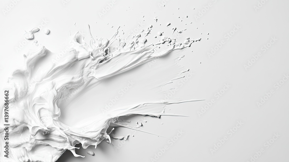 Aufkleber dynamic white paint splash art form minimalist studio abstract design creative environment close-up 