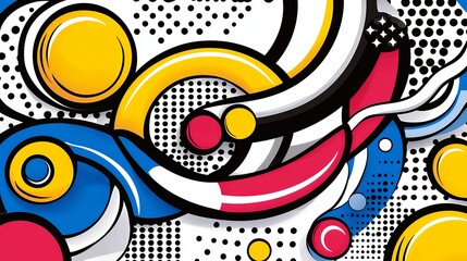Bold Abstract Design with Primary Colors Geometric Shapes and Dot Pattern Background