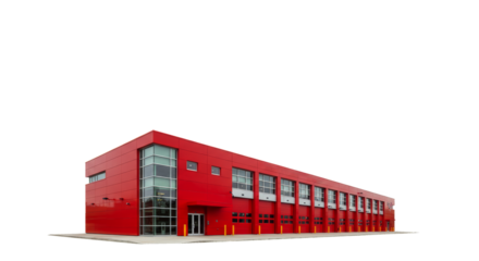 Fire Department Building Exterior against Stark White Backdrop Showcasing Architectural Design