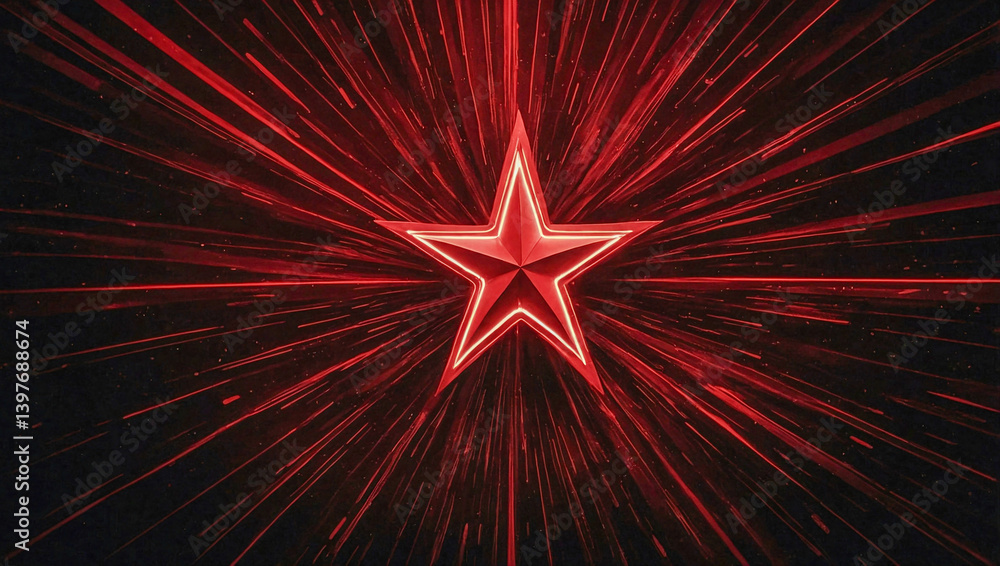 Poster dynamic red star backdrop for animations.
