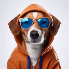 Funny Dog in Sunglasses and Hoodie