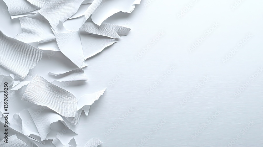 Poster creative paper art display on white background abstract composition minimalistic style close-up view