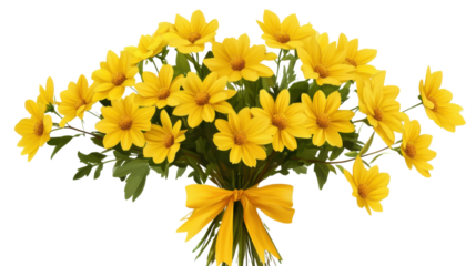 Bright Bouquet of Yellow Flowers for Cheerful Decor, Celebrations, and Floral Arrangements isolated on white background
