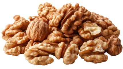 Walnut Feast: A captivating collection of walnuts, their intricate textures and earthy tones, offering a tempting glimpse into the world of natural snacks and culinary delights.