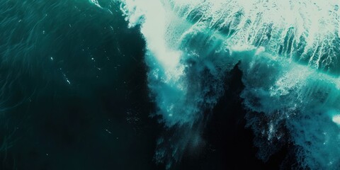 Dark ocean deep sea large big wave turbulence night splashing storm seascape nature.