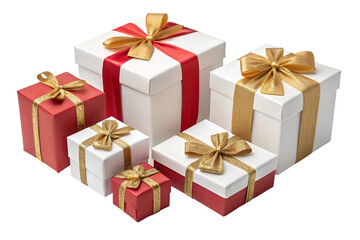 White and red present box Christmas, birthday or valentines on transparent background 