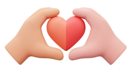 Isolated two hands holding heart shape