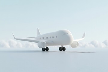 Obraz premium Simple white airplane on a light background