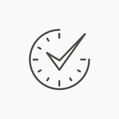 Time clock check symbol line style icon vector illustration design.