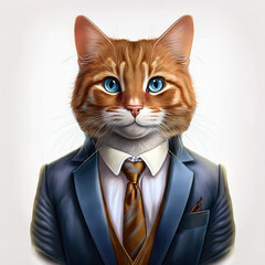 Funny Cat in Suit and Tie