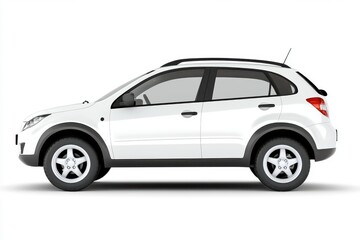 A white compact SUV isolated on a white background