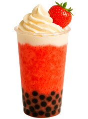 Strawberry Bubble tea on transparent background