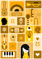 Fotobehang Pop art graphic collage of many different objects.  ©  danjazzia