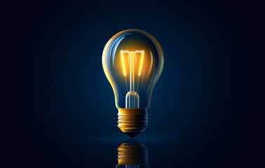 Illuminated light bulb on dark blue background A symbol of invention energy and creativity shines brightly.