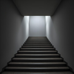Fototapeta premium dark stairs interior, liminal place style, minimalistic view
