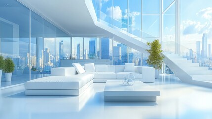 Modern penthouse living room with city view (2)