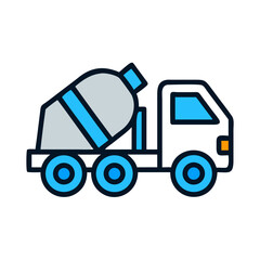 Cement Mixer Truck Indicating Construction Logistics Icon Design