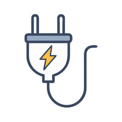 Electrical Plug with Lightning Bolt Representing Power Icon Design