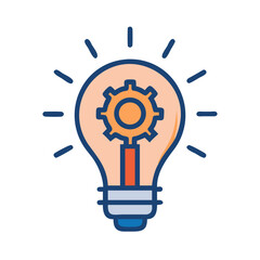 Light Bulb with Rays Representing Industrial Innovation Icon Design