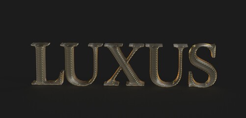Obraz premium High-quality 3D render of 'Luxus' in gold. Ideal for luxury branding, elegance, and premium concepts.