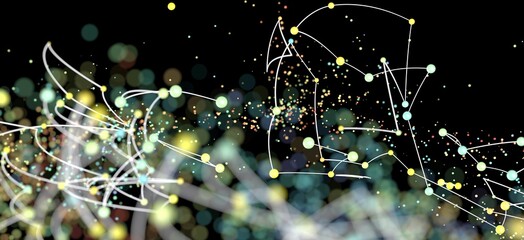 Digital art depicting a network connection with glowing dots and lines. Perfect for technology or...