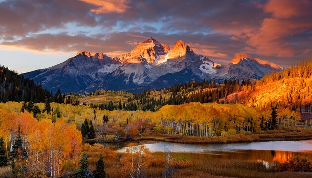 Mt Sneffels Sunset in the Fall Season